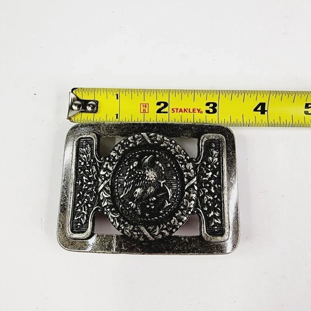 Vintage Silver Belt Buckle Western Rodeo‎ Cowboy American Eagle USA Patriotic